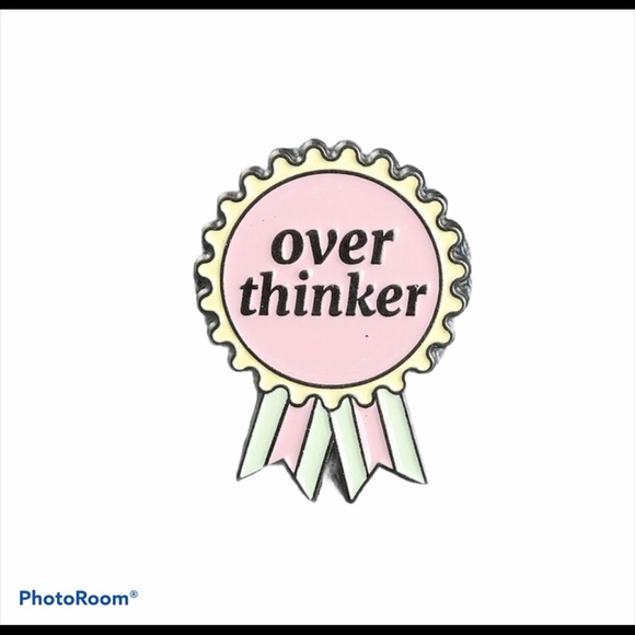 “Overthinker" Ribbon Enamel Label, Pin Purple, Green Mental Health Brooch - Picture 3 of 4